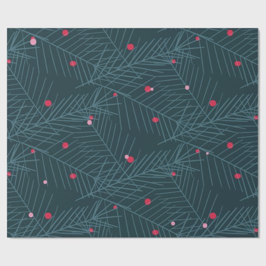 Vakijspar en Berries Blauw Groen Rood Cadeaupapier (Vlak)