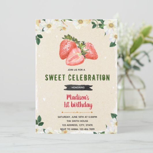 Vakje voor aardbeienverjaardag kaart (Staand voorkant)