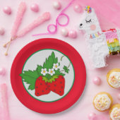 Vakkelende aardbeientaart papieren bordje (Feest)