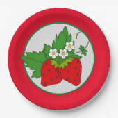 Vakkelende aardbeientaart papieren bordje (Voorkant)