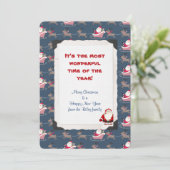 Vakkelende kerstman met rendieren en slee feestdagenkaart (Staand voorkant)