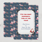 Vakkelende kerstman met rendieren en slee feestdagenkaart (Voorkant / Achterkant)