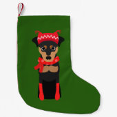 Vakkelkap Pinscher-kerststop Kleine Kerstsok (Voorkant)