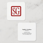 Vakken Initialen afgerond - vierkant - Ruby Red Vierkante Visitekaartje (Voorkant / Achterkant)