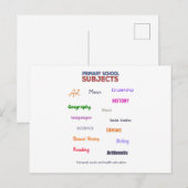 Vakken op de basisschool feestdagenkaart (Voorkant / Achterkant)