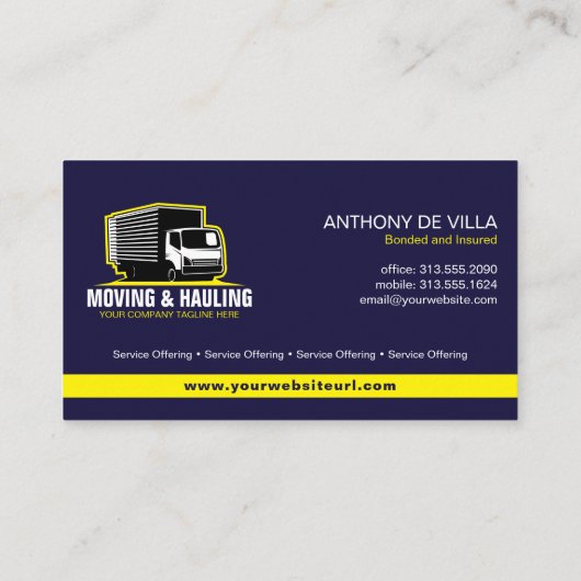 Vakken Vrachtwagen verplaatsen, verplaatsen of lev Visitekaartje (Achterkant)