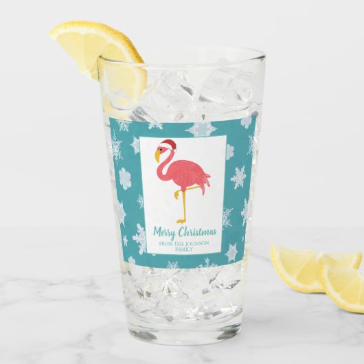 Vakkerfeest Flamingo Snowflake Holiday Glas (Voorkant ijs)