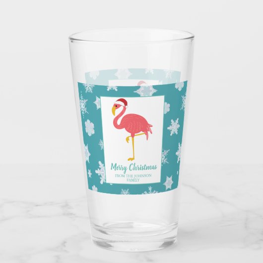 Vakkerfeest Flamingo Snowflake Holiday Glas (Voorkant)