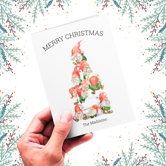 Vakkerfeest Funny Gnomes Tree Holiday Kaart