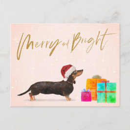 Vakkerfeestdag Dog Dachshund Merry Bright Briefkaart