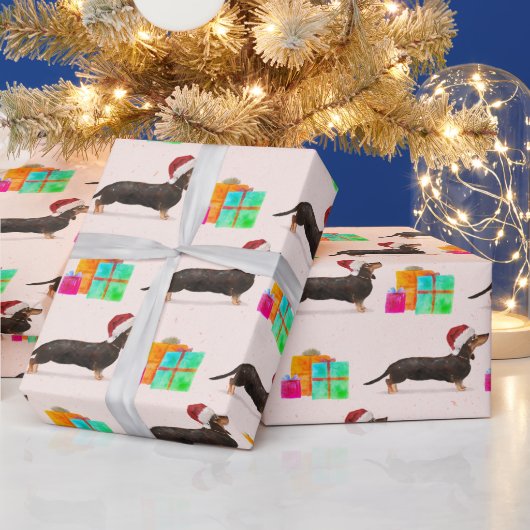 Vakkerfeestdag Dog Dachshund Merry Bright Cadeaupapier (Feestdagen)