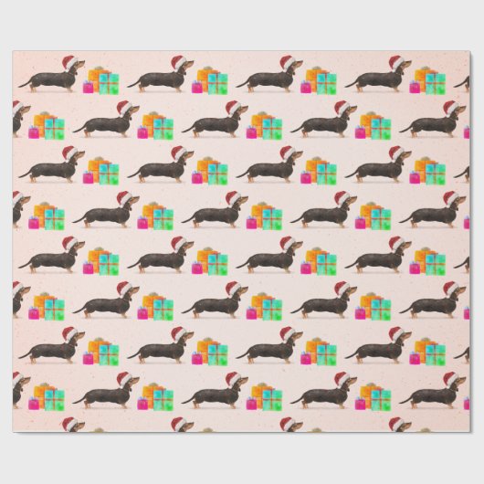 Vakkerfeestdag Dog Dachshund Merry Bright Cadeaupapier (Vlak)