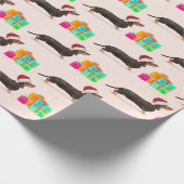 Vakkerfeestdag Dog Dachshund Merry Bright Cadeaupapier (Hoek)
