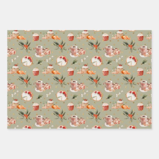 Vakkerfeestdag en feestdag met luitige kerstgerech inpakpapier vel (Voorkant 2)