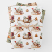 Vakkerfeestdag en feestdag met luitige kerstgerech inpakpapier vel (In situ)