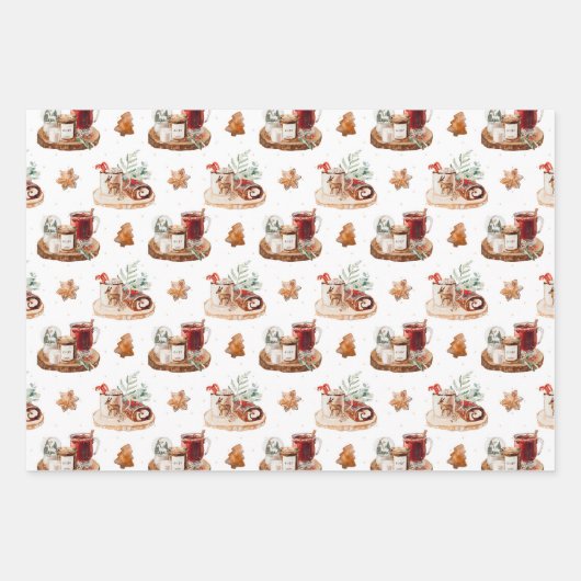 Vakkerfeestdag en feestdag met luitige kerstgerech inpakpapier vel (Voorkant)