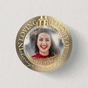 Vakkerfeestdag Foto Memorial Gold Elegant Ronde Button 3,2 Cm
