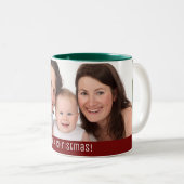 Vakkerkerstfamilie 1 Foto met naam toevoegen Tweekleurige Koffiemok (Voorkant rechts)