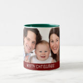 Vakkerkerstfamilie 1 Foto met naam toevoegen Tweekleurige Koffiemok (Center)