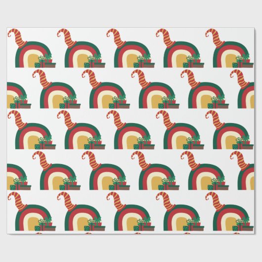 Vakkerkerstfeest Elf Pet Rainbow Gift Cadeaupapier (Vlak)