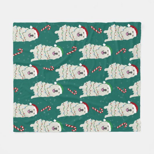 Vakkerkerstfeest Grote Pyreneeën Fleece Deken (Voorkant (Horizontaal))