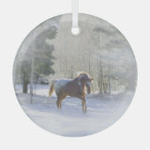 Vakkerkerstfeestappaloosa-paard in de sneeuw glas ornament (Voorkant)
