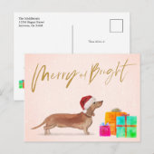 Vakkerkerstfeestdag Dachshund Dog Merry Bright Briefkaart (Voorkant / Achterkant)