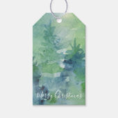 Vakkerkerstfeestdagen Waterverf Abstracte pijnbome Cadeaulabel (Voorkant)