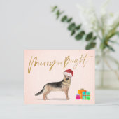 VakkerKerstmis: Shepherd Dog Merry Bright Briefkaart (Staand voorkant)