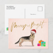 VakkerKerstmis: Shepherd Dog Merry Bright Briefkaart (Voorkant / Achterkant)