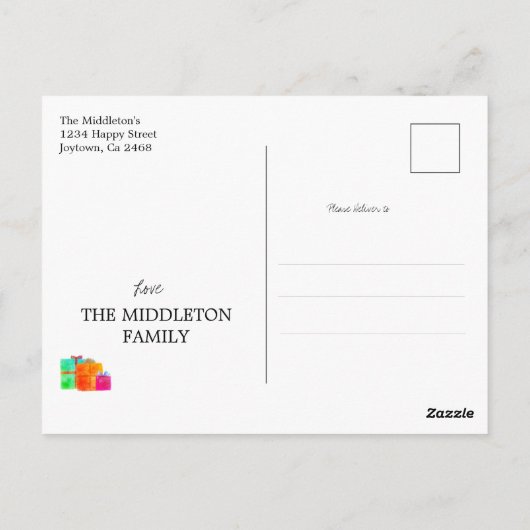 VakkerKerstmis: Shepherd Dog Merry Bright Briefkaart (Achterkant)