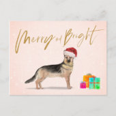 VakkerKerstmis: Shepherd Dog Merry Bright Briefkaart (Voorkant)