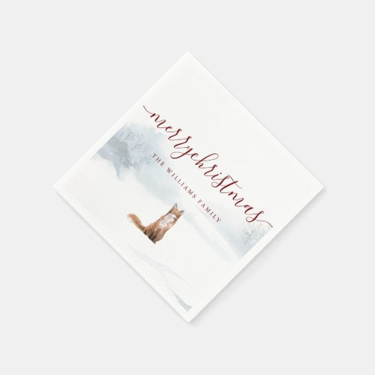 Vakkerkerstscript Winter Fox Holiday Servet (Hoek)