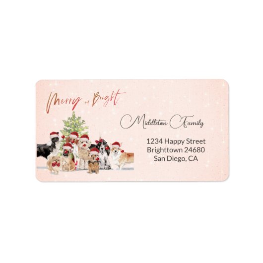 Vakkerstfeestdagen Hondenliefhebbers Merry Santa H Etiket (Voorkant)