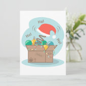 Vakkist met kerstversiering en kersthoed kaart (Staand voorkant)