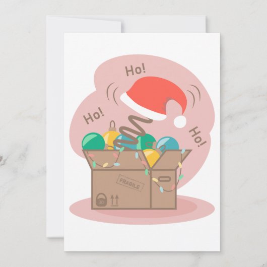 Vakkist met kerstversiering en kersthoed kaart (Achterkant)