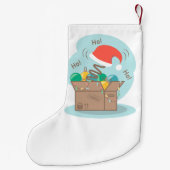 Vakkist met kerstversiering en kersthoed kleine kerstsok (Achterkant)