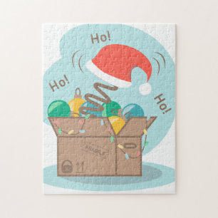 Vakkist met kerstversiering en kersthoed legpuzzel