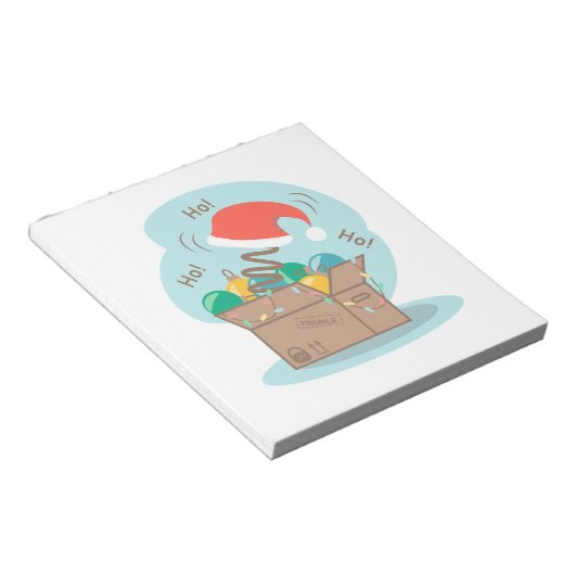 Vakkist met kerstversiering en kersthoed notitieblok (Schuin)