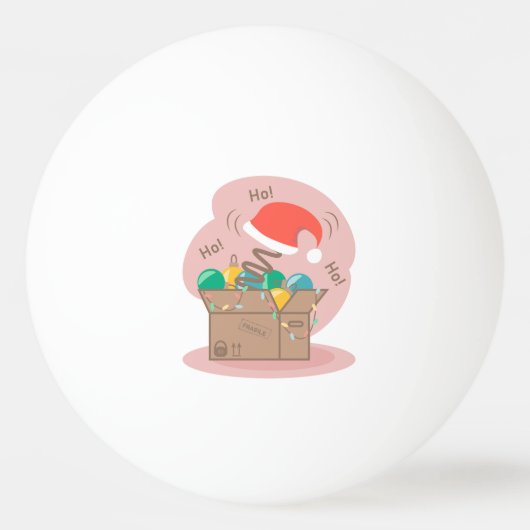 Vakkist met kerstversiering en kersthoed pingpongbal (Achterkant)