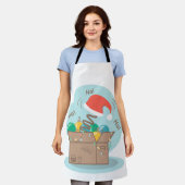 Vakkist met kerstversiering en kersthoed schort (Gedragen)