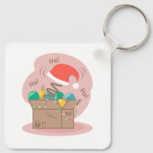 Vakkist met kerstversiering en kersthoed sleutelhanger (Achterkant)