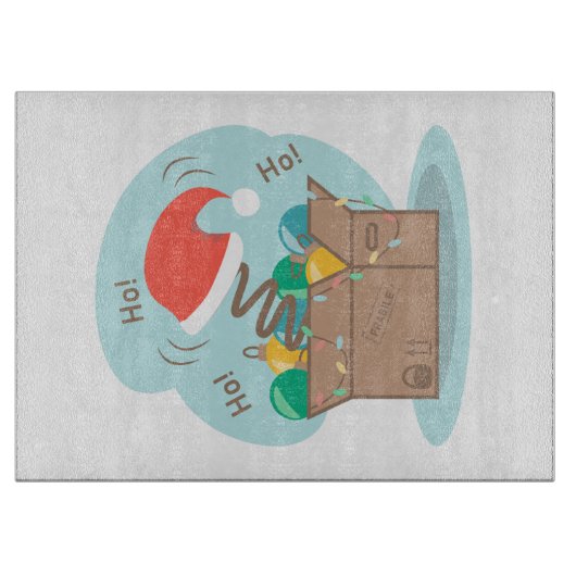 Vakkist met kerstversiering en kersthoed snijplank (Voorkant)