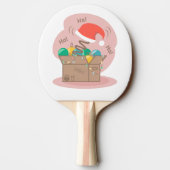 Vakkist met kerstversiering en kersthoed tafeltennisbatje (Achterkant)