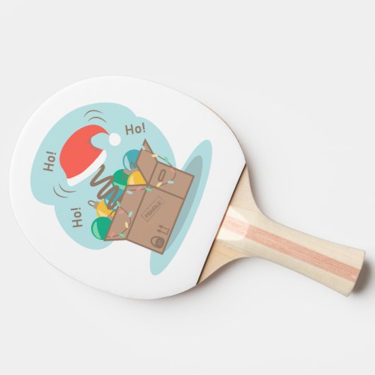 Vakkist met kerstversiering en kersthoed tafeltennisbatje (Zijkant)