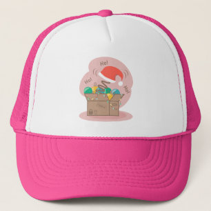 Vakkist met kerstversiering en kersthoed trucker pet