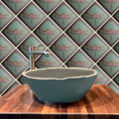 Vakman Dragonfly Tegel, Groen en Koper Tegeltje