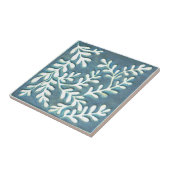 Vakman Keramische tegel, Blauw & witte bladeren Ce Tegeltje (Zijkant)