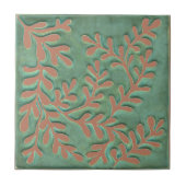 Vakman Keramische tegel, groen & blush bladeren Tegeltje (Voorkant)