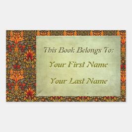 Vakman Verzadigde Bloemen Gepersonaliseerde Boekpl Rechthoekige Sticker